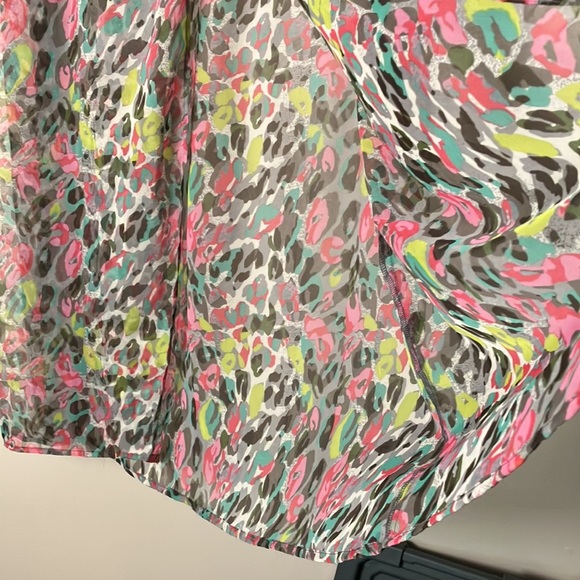 KOOVS maxi Dress sleeveless colourful abstract print sheer split front skirt - Picture 9 of 11